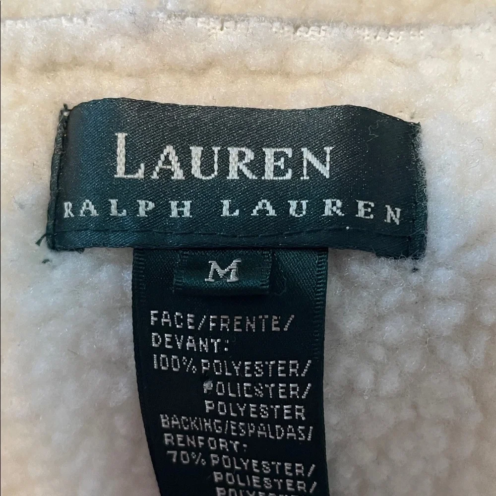 Ralph Lauren Tan  Fleece Vest Medium beautiful outerwear - Picture 6 of 7